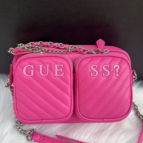 New GUESS Women's Pink Cassie Quilted Crossbody - Picture 6 of 9